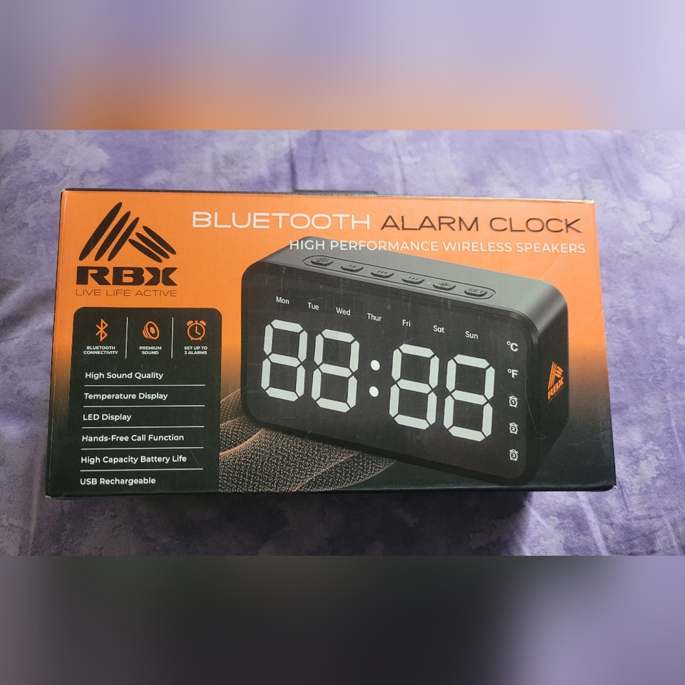 Black Bluetooth Alarm Clock with Speaker